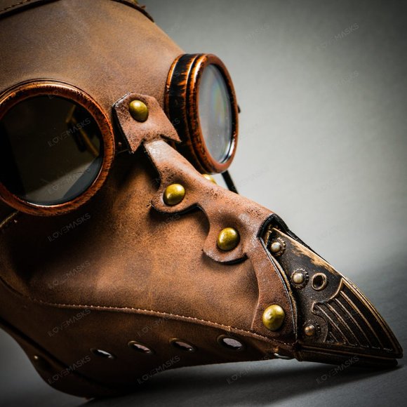 Plague Doctor Long Nose Mask Steampunk - Brown - Picture 7 of 8